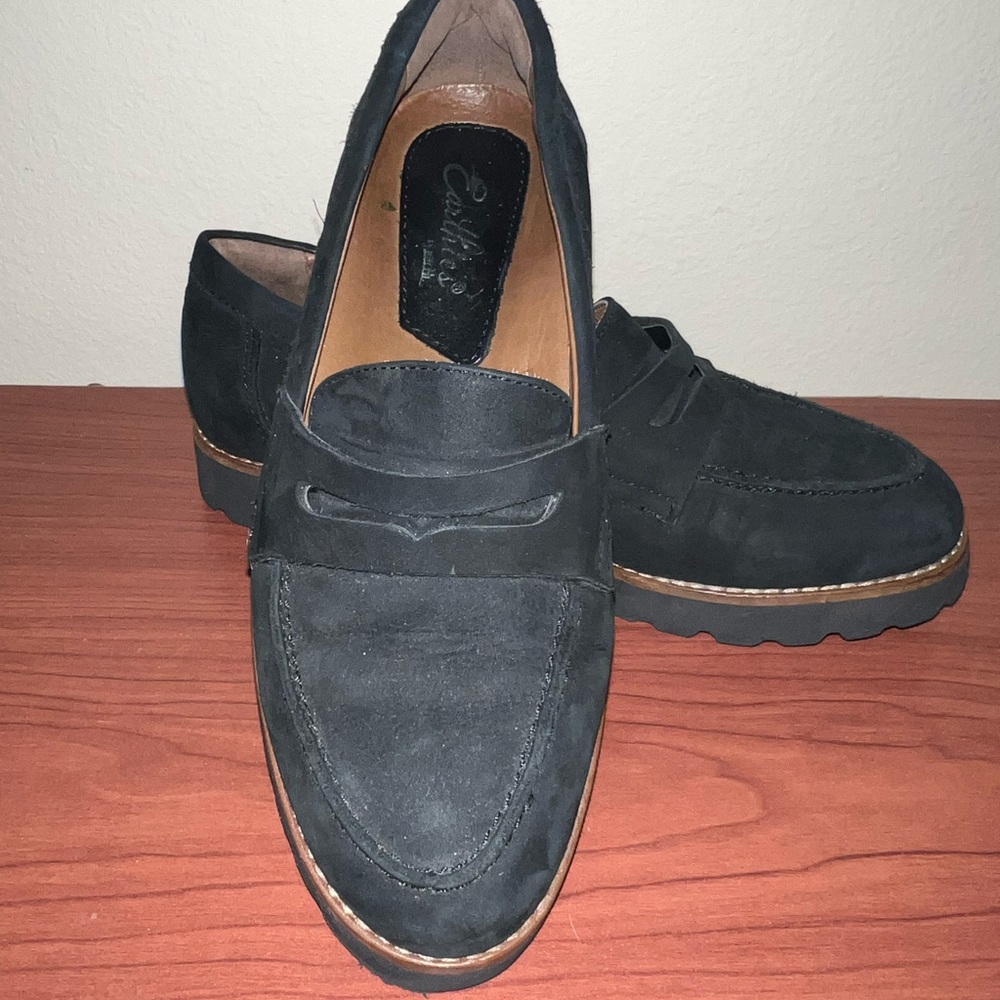 Earthies Black Suede Loafers